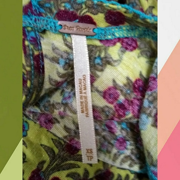 FREE PEOPLE FLORAL PRINT IRIDESCENT PEASANT TOP - Picture 3 of 3